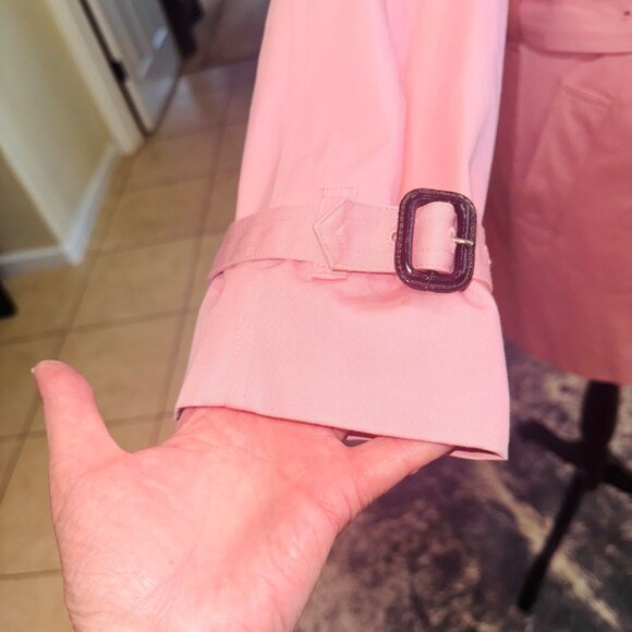 Jones New York Signature Pink Double-Breasted Trench Coat L Barbie Legally Blond - Picture 9 of 13